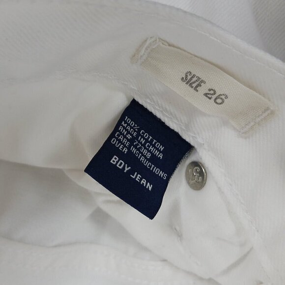 MADEWELL BOY JEAN Long Mid Rise Denim Jean Shorts Womens 26 White Raw Hem - Picture 5 of 5